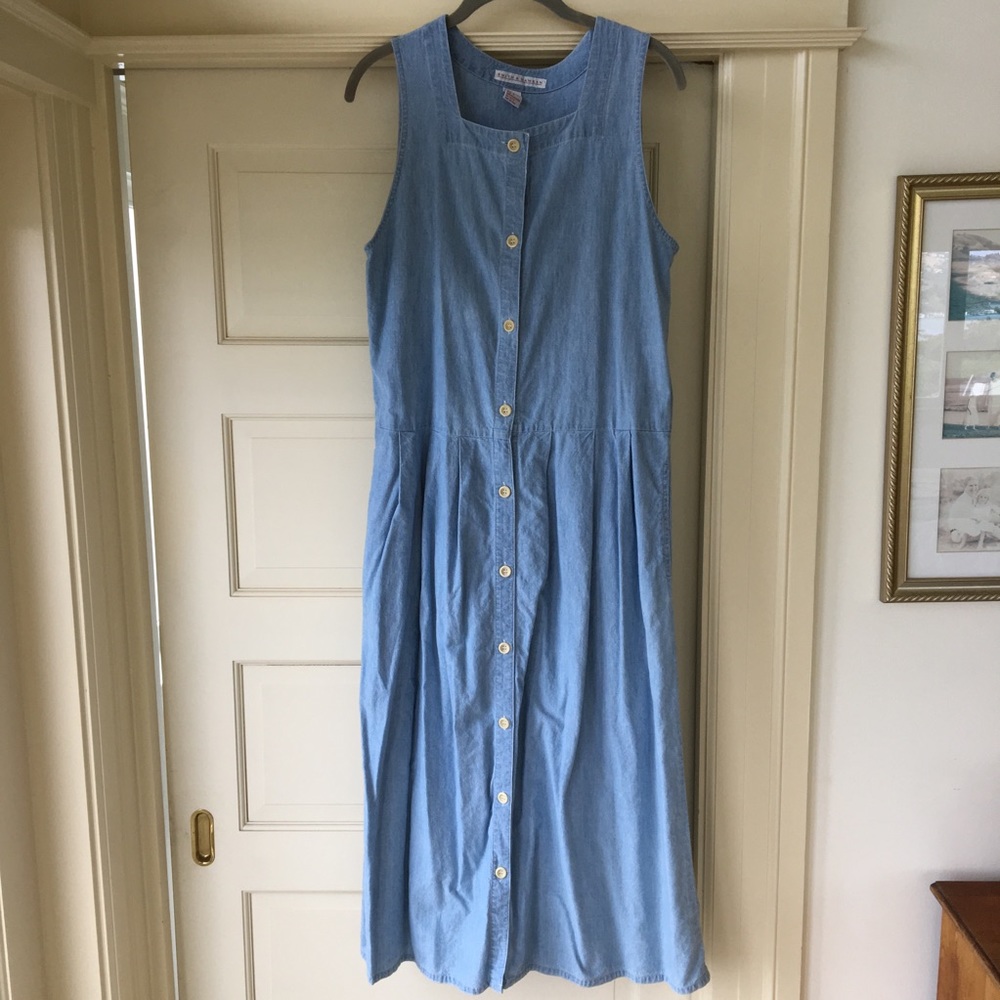 Vintage Long Denim Button-Down Dress Sz L